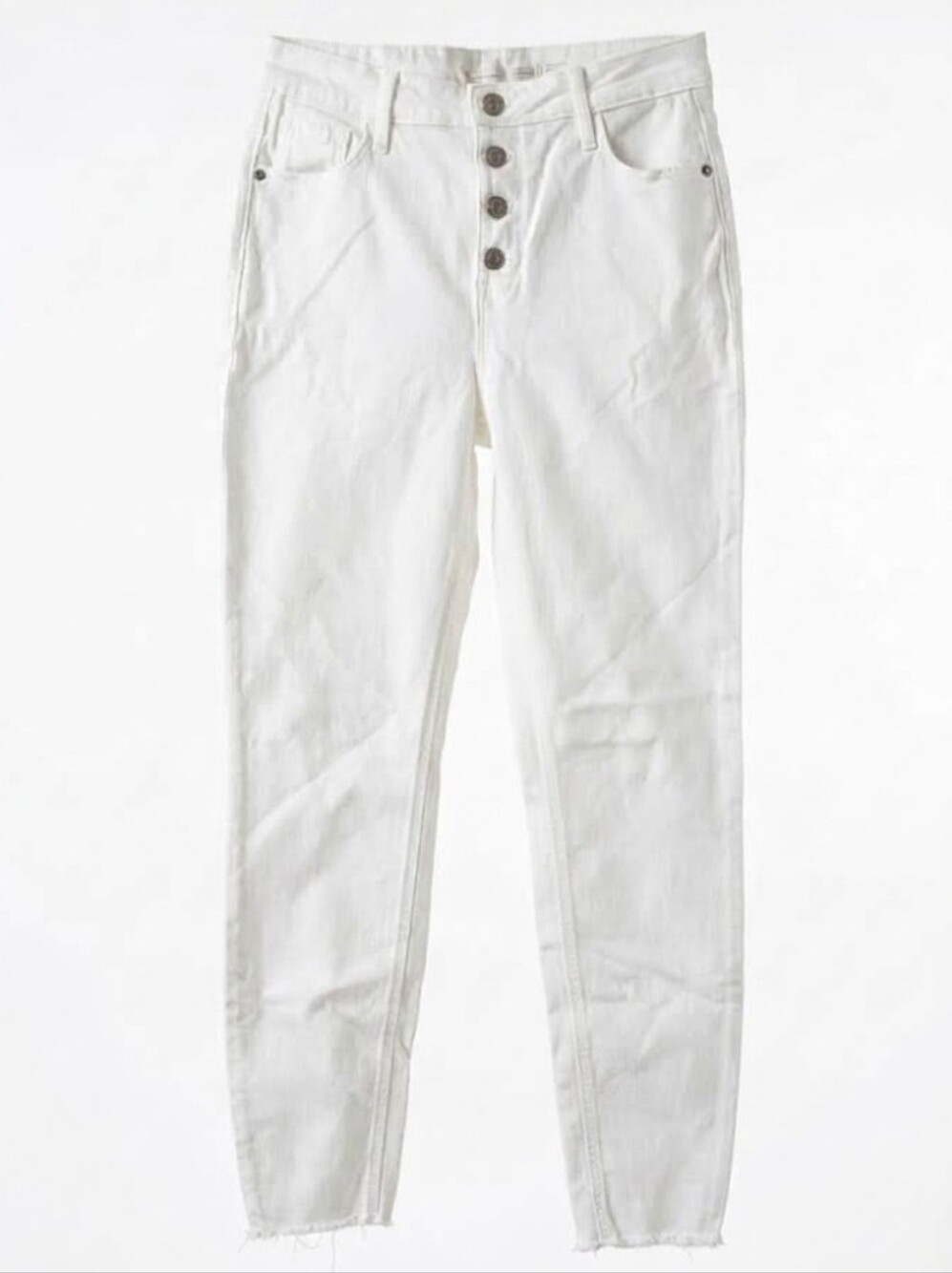 Old Navy Rockstar Super Skinny High Rise Button Fly Raw Hem White Jeans Size 6